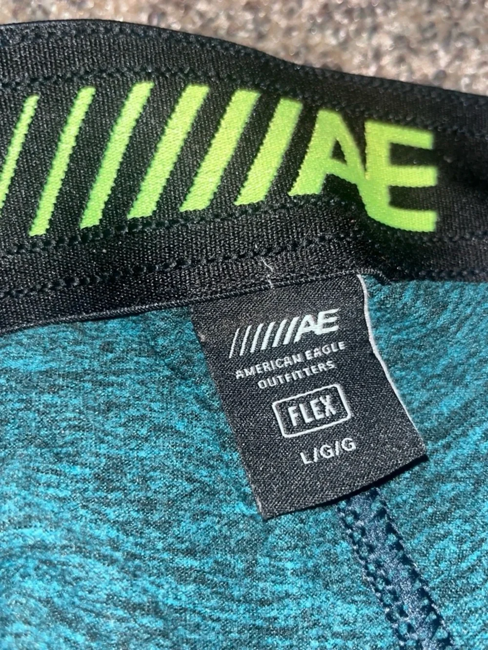 Men's L American Eagle Active Flex Teal Green Athletic Drawstring Shorts